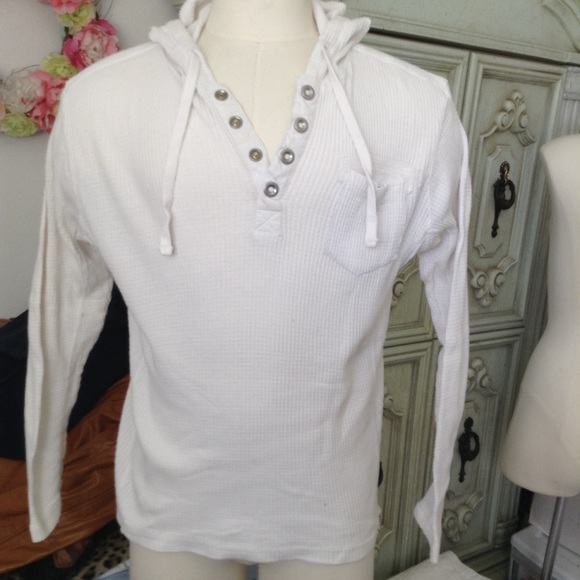 pd&c WHITE WAFFLE LONG SLEEVE HOODIE L - Picture 8 of 8